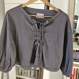 Urban outfitters Runa lace up 3/4 sleeved, ladies sweatshirt. Size small.